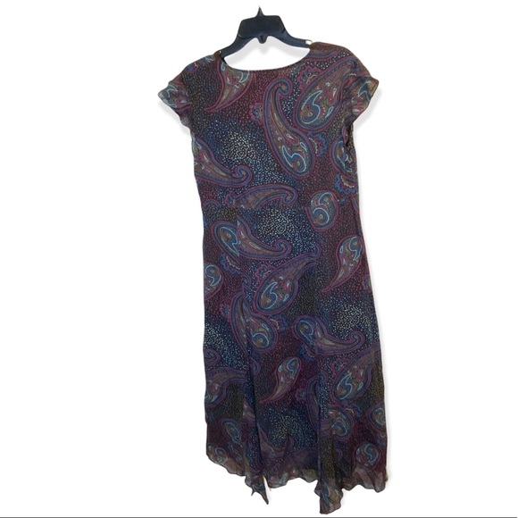 Style and Co  Dotted Paisley Folkloric VNeck Handkerchief Dress Size 12 - Picture 2 of 13